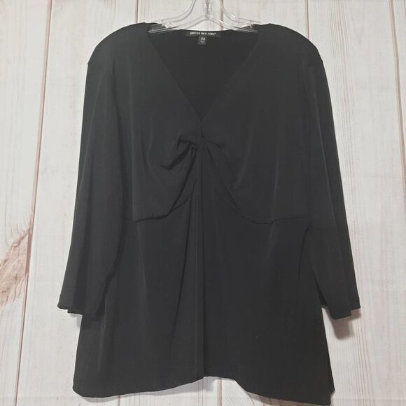 Briggs New York Black Twist Front Long Sleeve Blouse Top‎ 3X - Picture 1 of 5